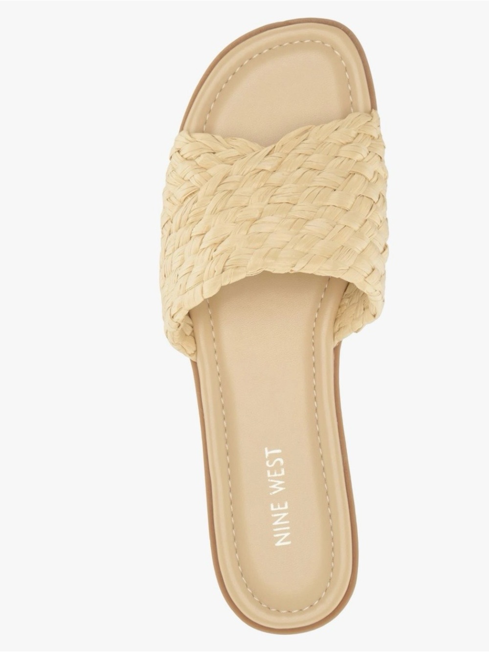 Nine West Havah Cream Braided Raffia Slide Sandal Flat Sandals 6.5